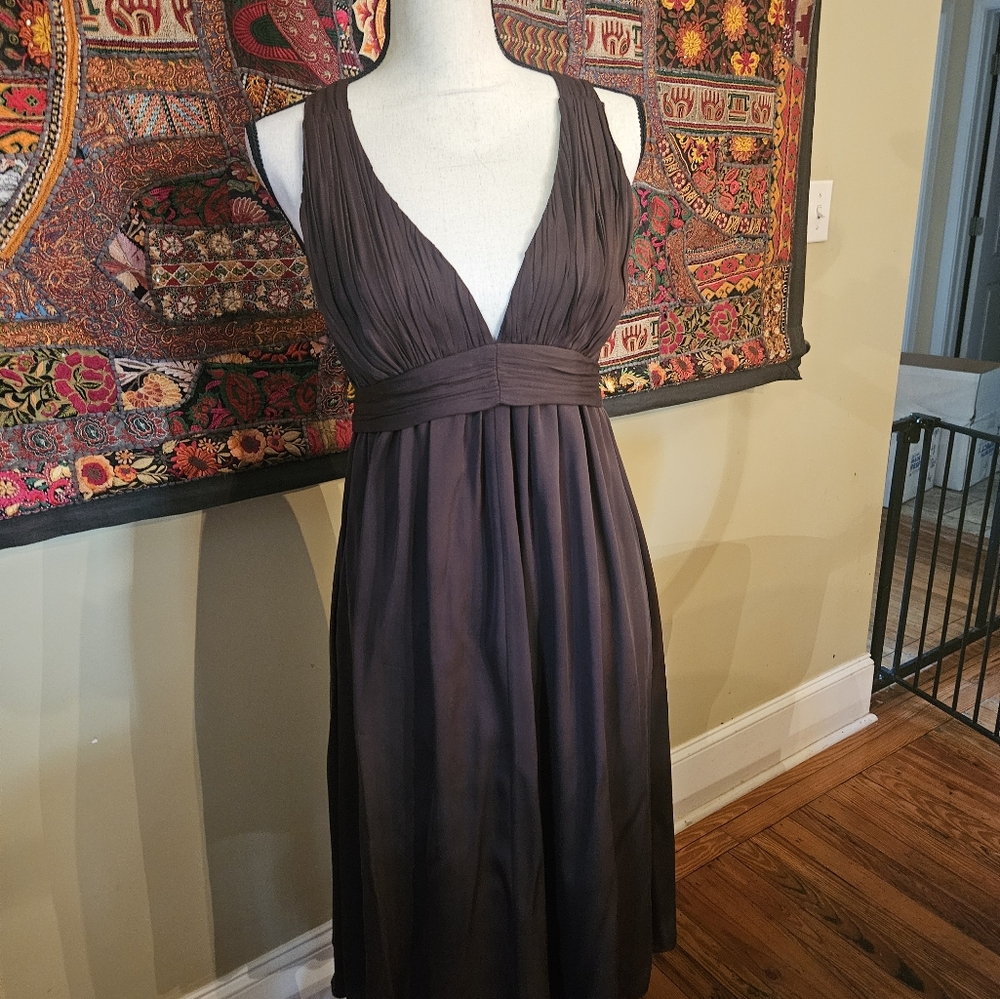 Alice + Olivia Brown Silk Midi Dress